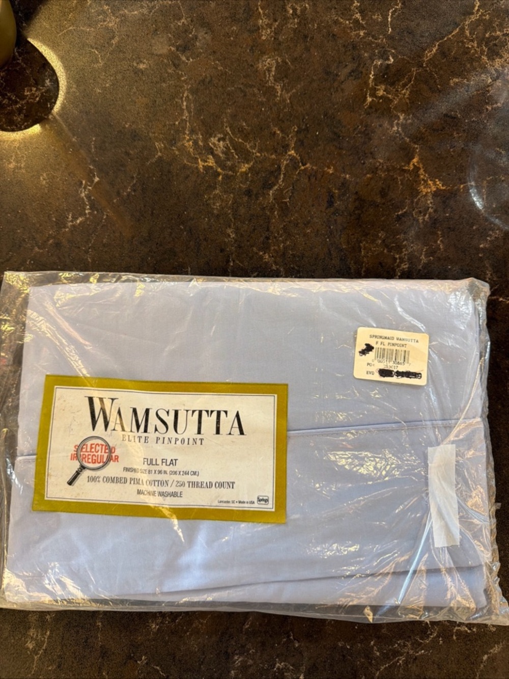Springmaid Wamsutta Elite Pinpoint Blue Combed Pima Cotton Sheet